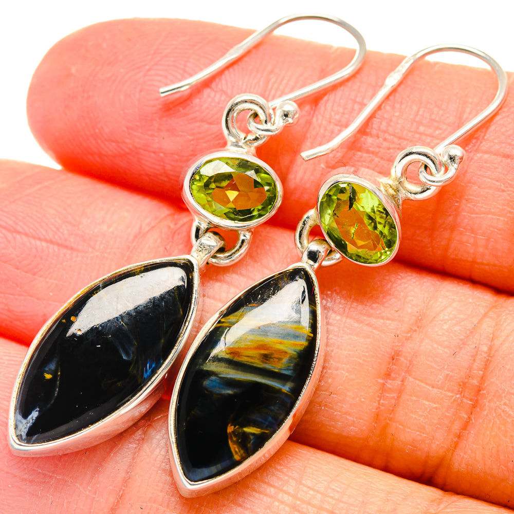 Pietersite, Peridot Earrings handcrafted by Anasilvercos - EARR424706