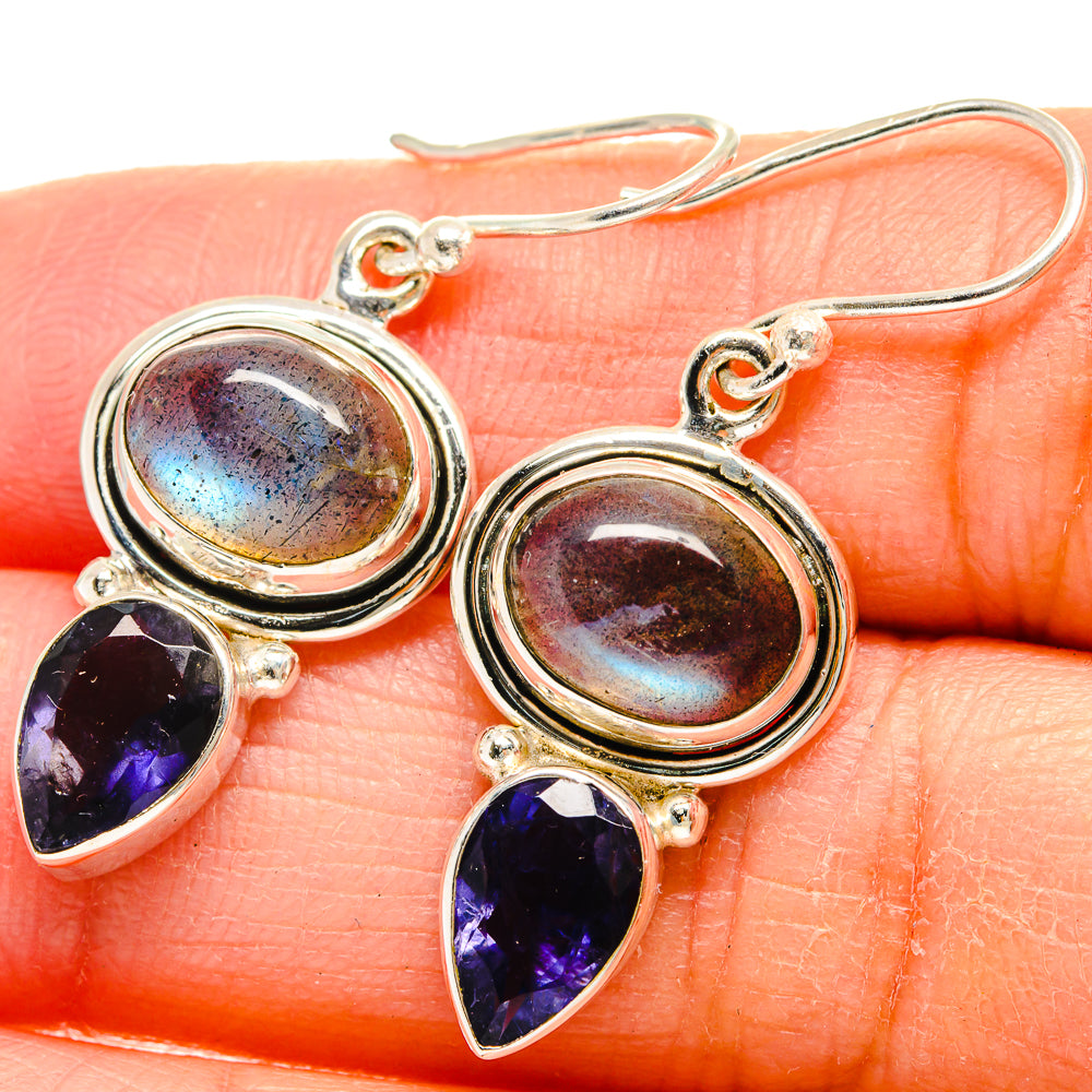 Labradorite, Tanzanite Earrings handcrafted by Anasilvercos - EARR424717