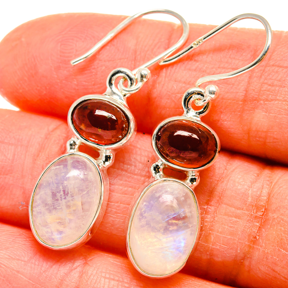 Rainbow Moonstone Earrings handcrafted by Anasilvercos - EARR424721