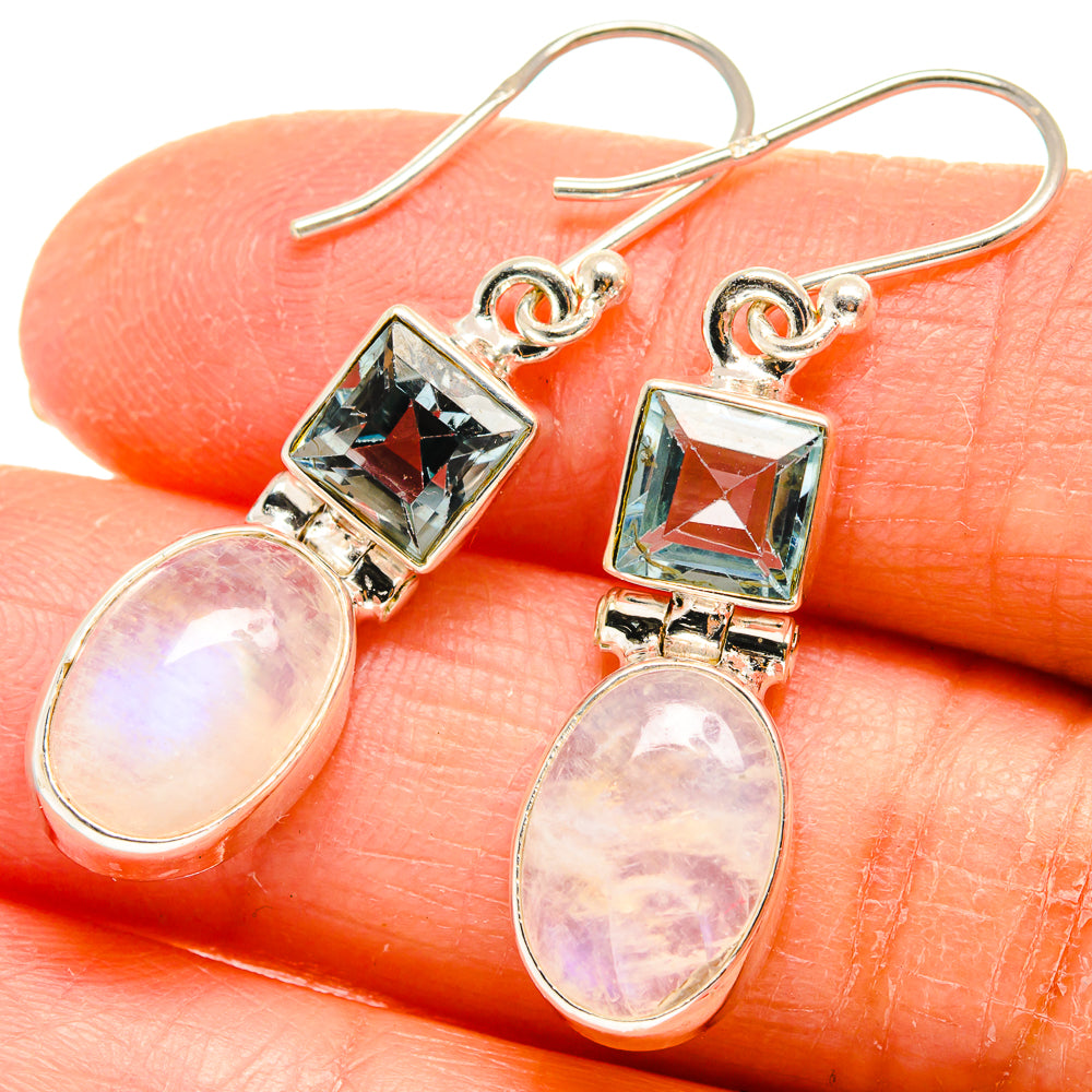 Rainbow Moonstone Earrings handcrafted by Anasilvercos - EARR424728