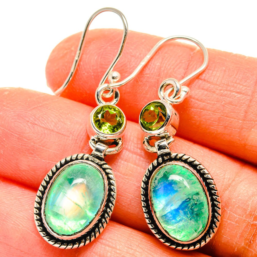 Green Moonstone Earrings handcrafted by Anasilvercos - EARR424729