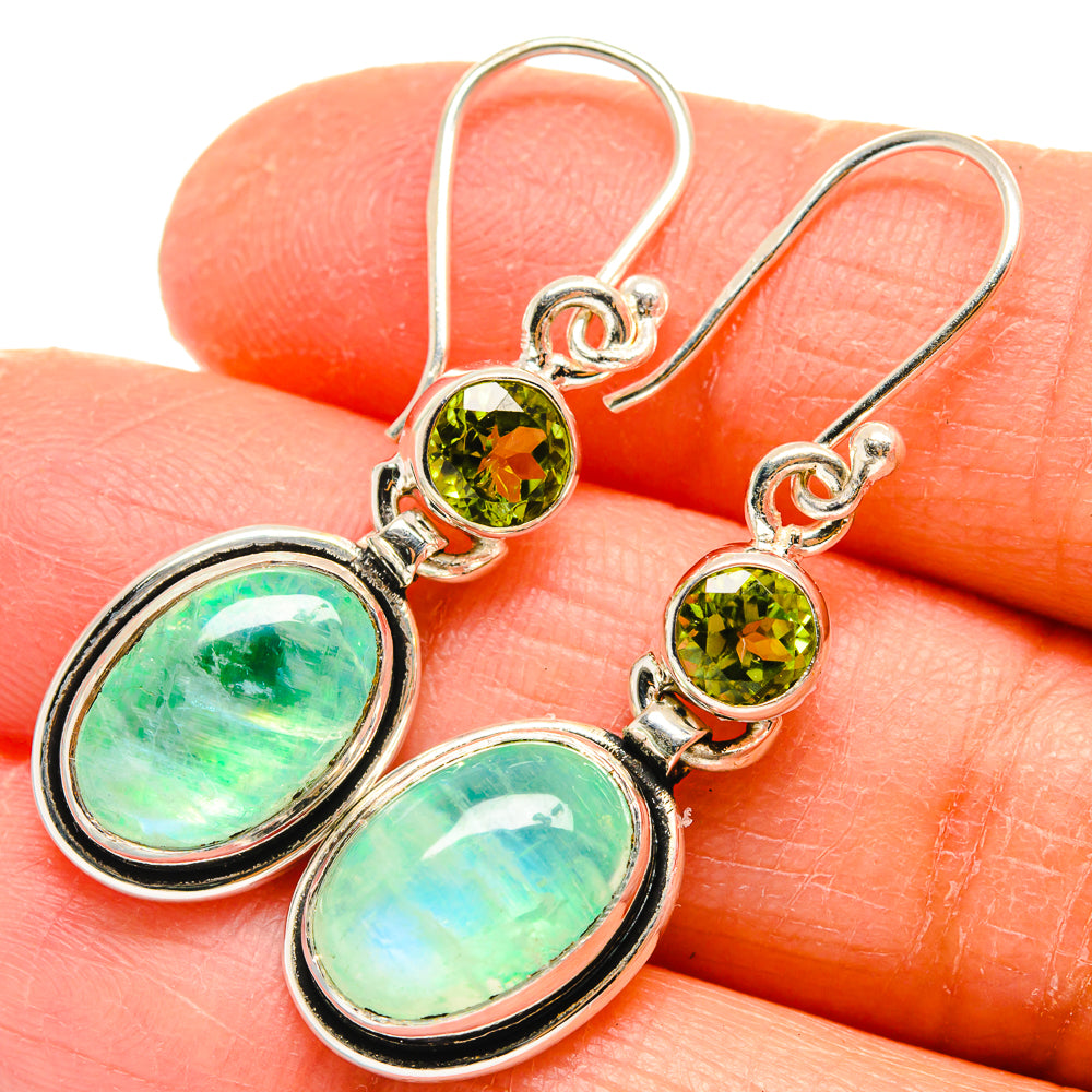 Green Moonstone Earrings handcrafted by Anasilvercos - EARR424731