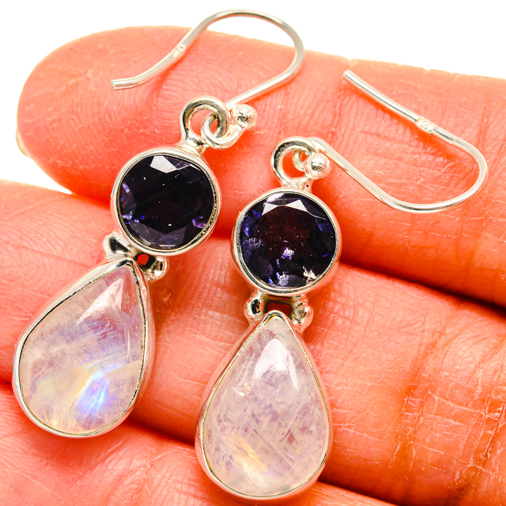 Rainbow Moonstone Earrings handcrafted by Anasilvercos - EARR424732