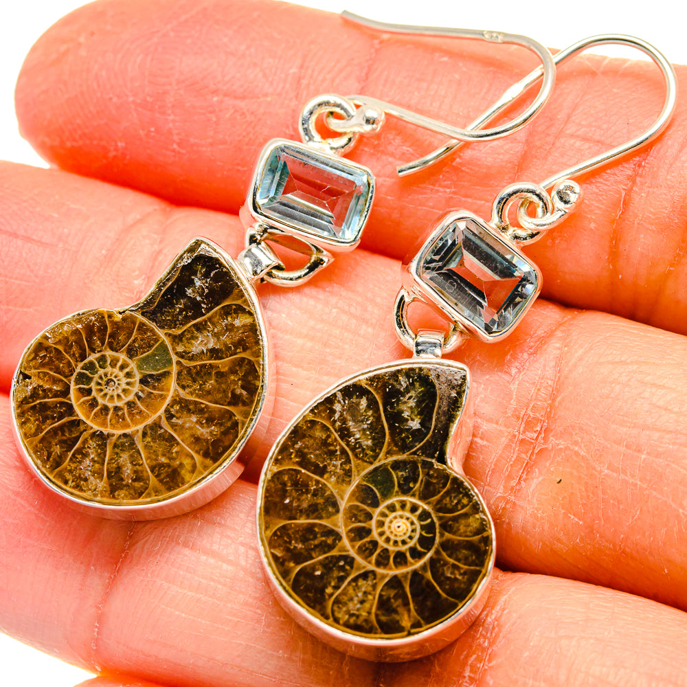 Ammonite Fossil Earrings handcrafted by Anasilvercos - EARR424733