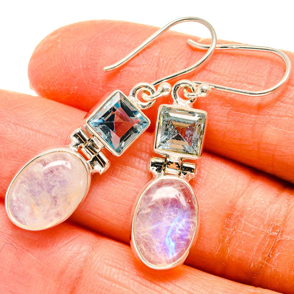 Rainbow Moonstone Earrings handcrafted by Anasilvercos - EARR424734