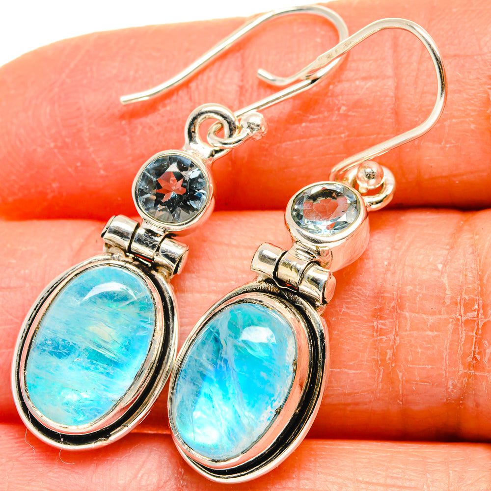 Rainbow Moonstone Earrings handcrafted by Anasilvercos - EARR424740