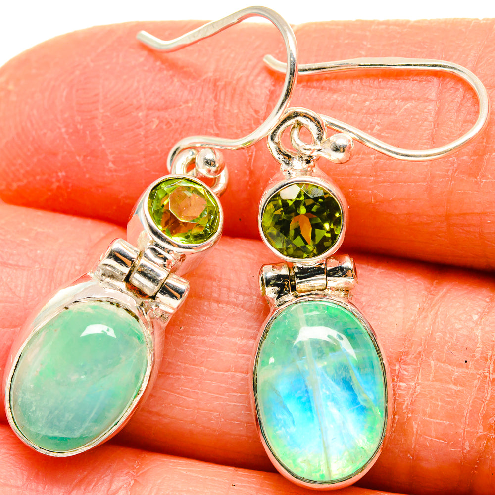 Green Moonstone Earrings handcrafted by Anasilvercos - EARR424748