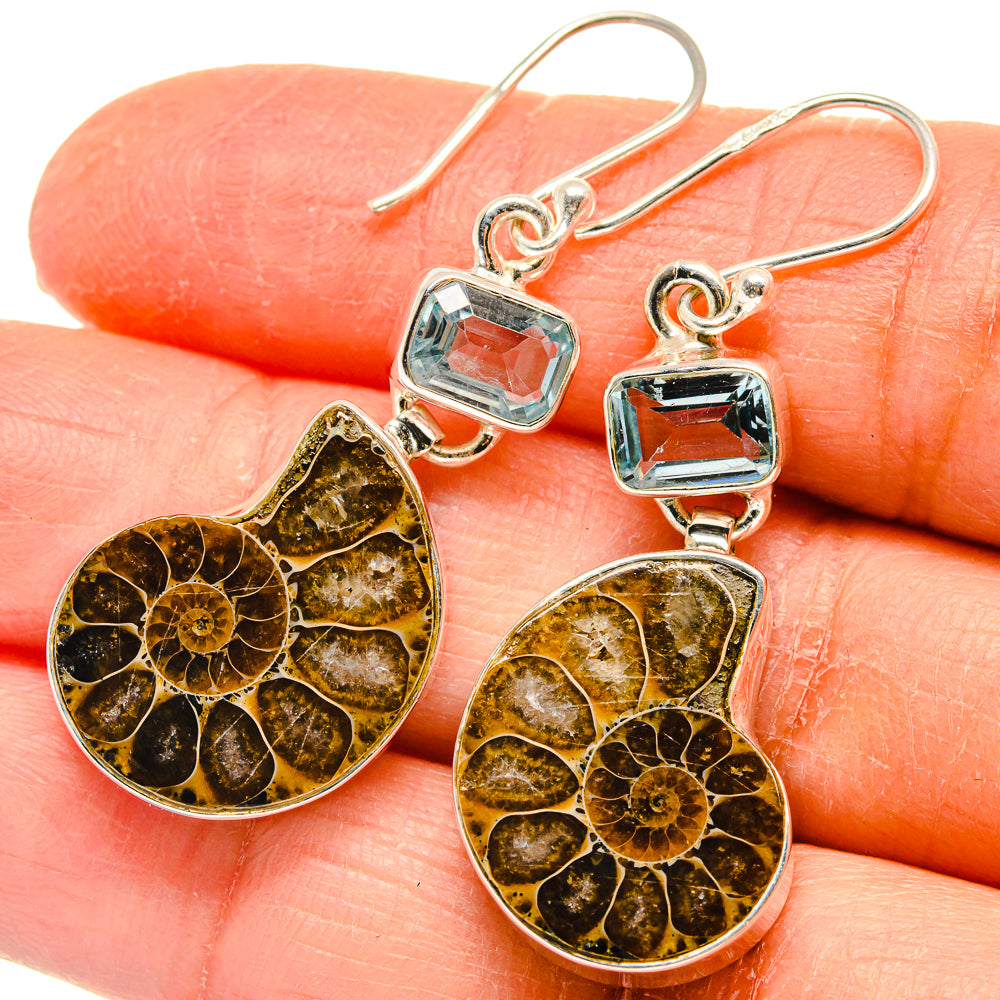 Ammonite Fossil Earrings handcrafted by Anasilvercos - EARR424750