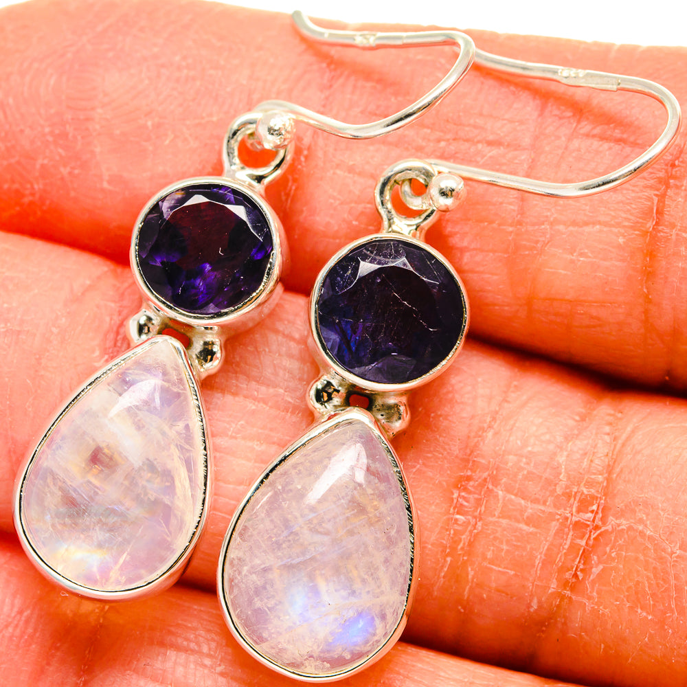 Rainbow Moonstone Earrings handcrafted by Anasilvercos - EARR424753