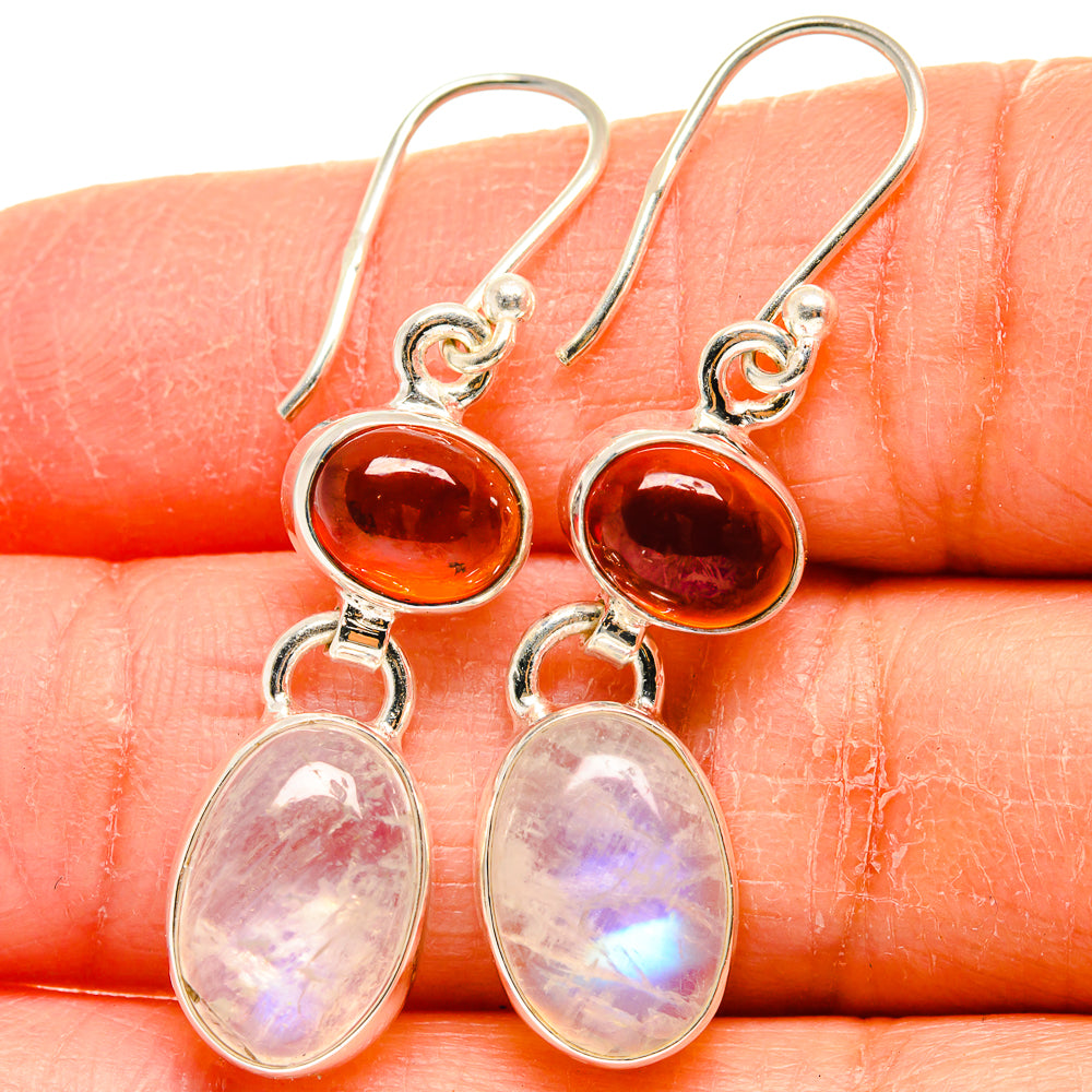 Rainbow Moonstone Earrings handcrafted by Anasilvercos - EARR424756