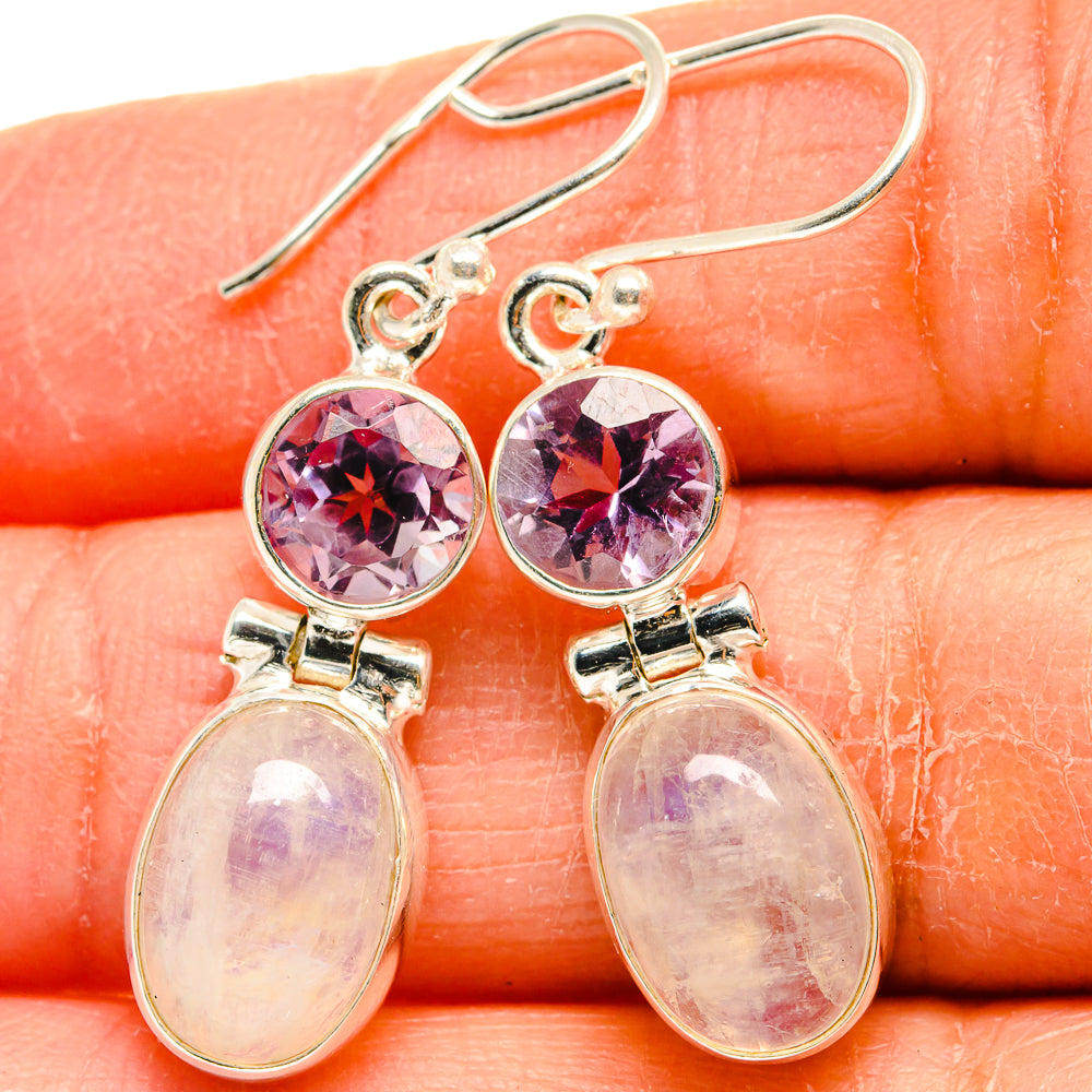 Rainbow Moonstone Earrings handcrafted by Anasilvercos - EARR424757