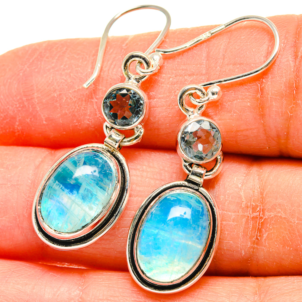 Rainbow Moonstone Earrings handcrafted by Anasilvercos - EARR424758