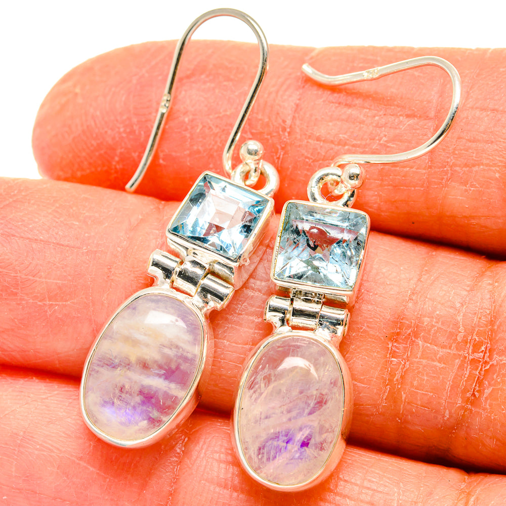 Rainbow Moonstone Earrings handcrafted by Anasilvercos - EARR424759