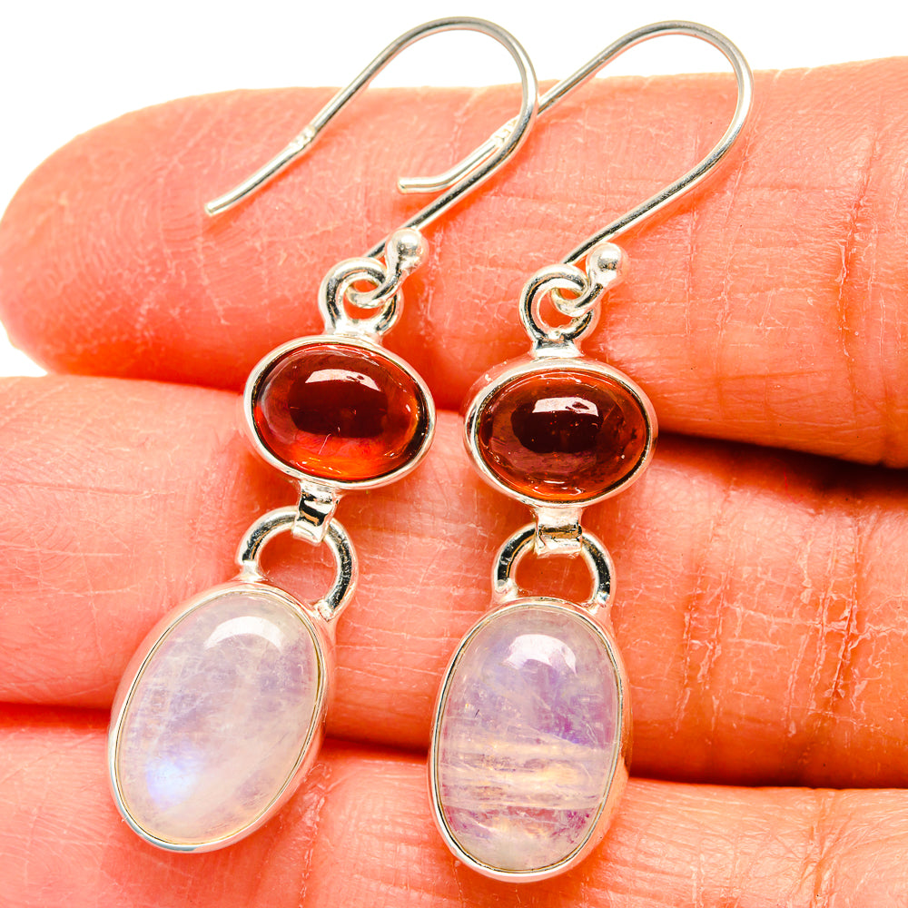 Rainbow Moonstone Earrings handcrafted by Anasilvercos - EARR424766