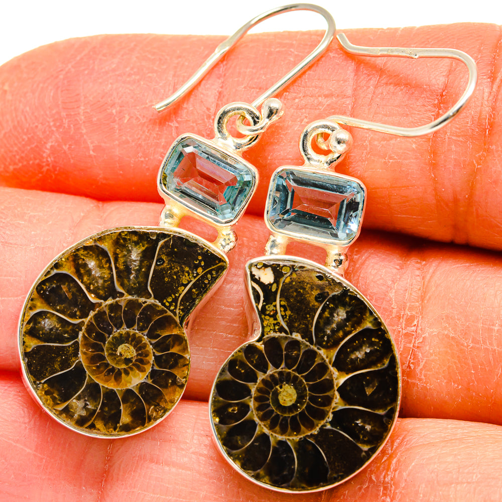 Ammonite Fossil Earrings handcrafted by Anasilvercos - EARR424769