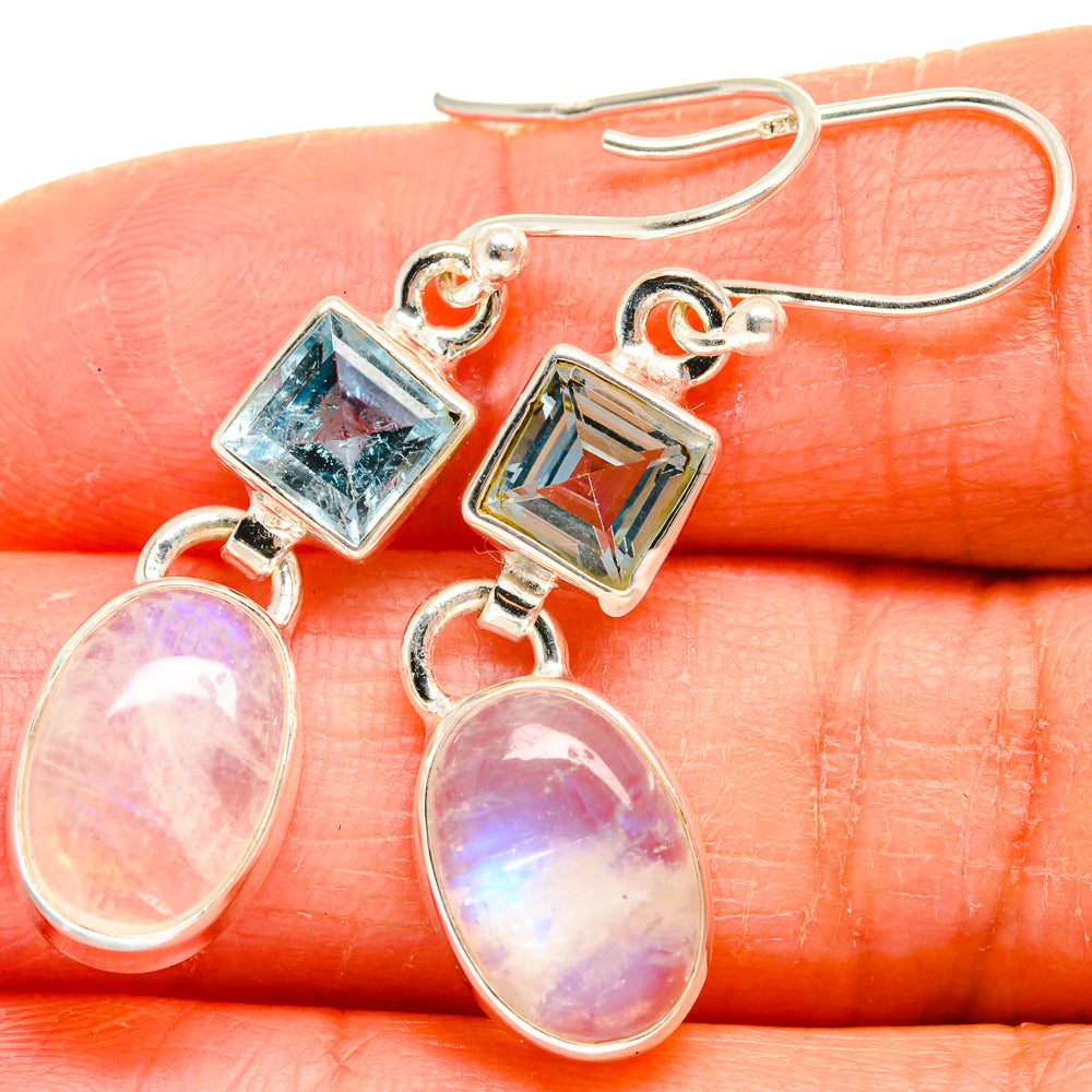 Rainbow Moonstone Earrings handcrafted by Anasilvercos - EARR424771