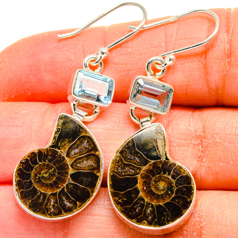 Ammonite Fossil Earrings handcrafted by Anasilvercos - EARR424781
