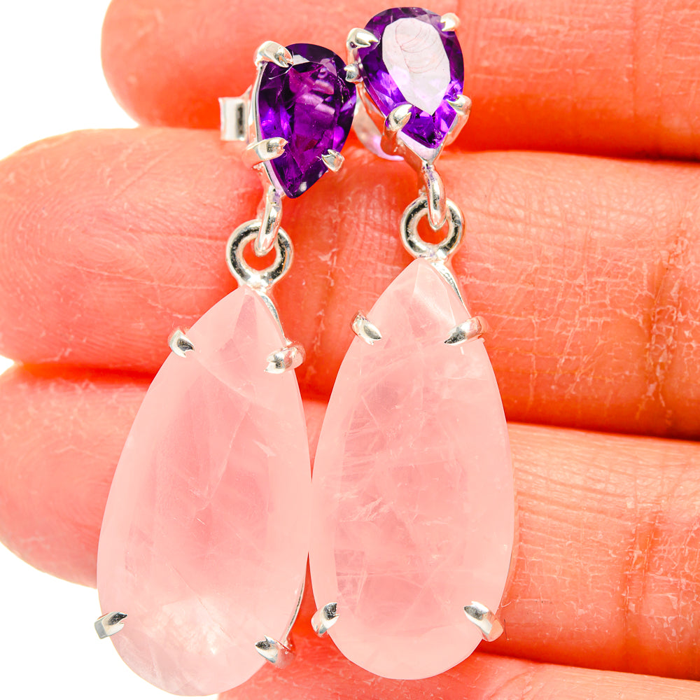 Rose Quartz Earrings handcrafted by Anasilvercos - EARR424786