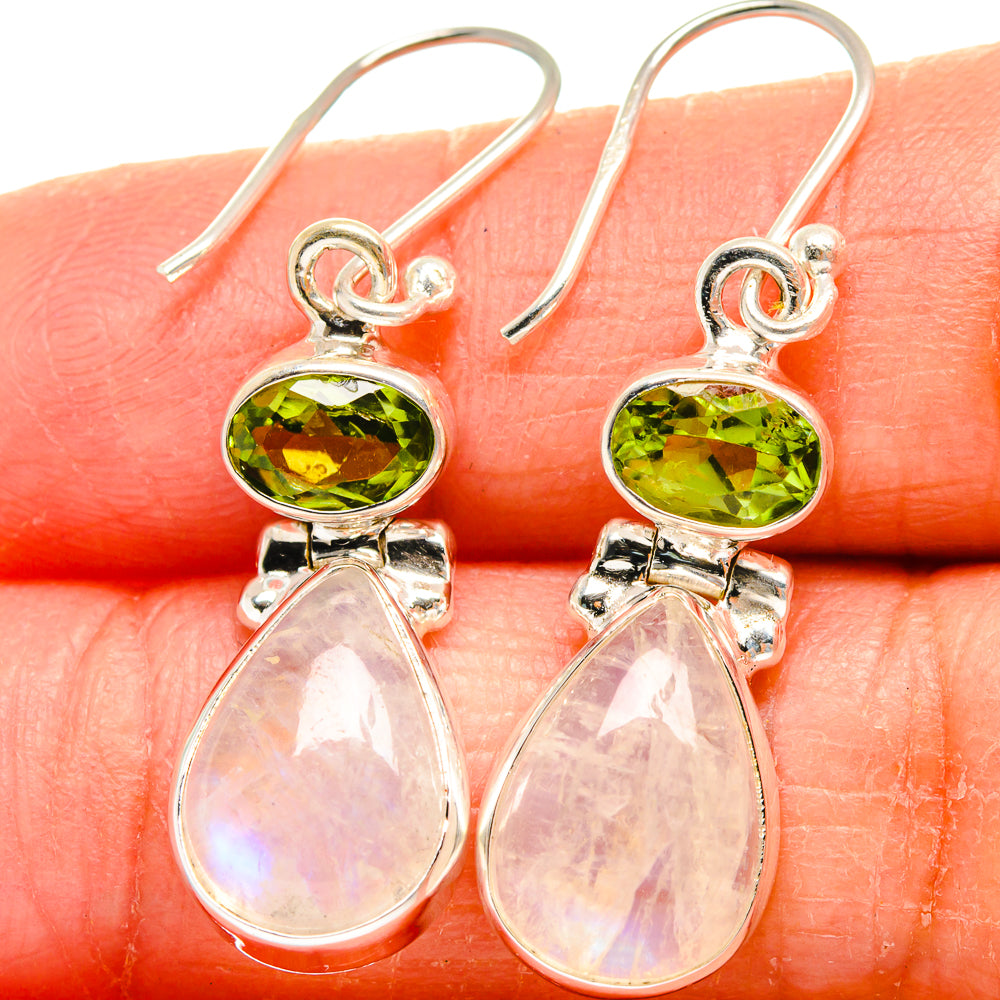 Rainbow Moonstone Earrings handcrafted by Anasilvercos - EARR424789