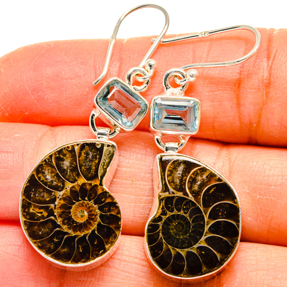 Ammonite Fossil Earrings handcrafted by Anasilvercos - EARR424796