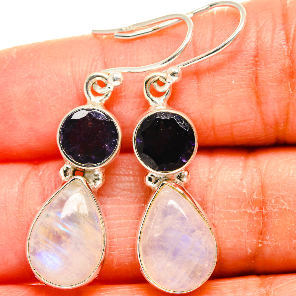 Rainbow Moonstone Earrings handcrafted by Anasilvercos - EARR424798