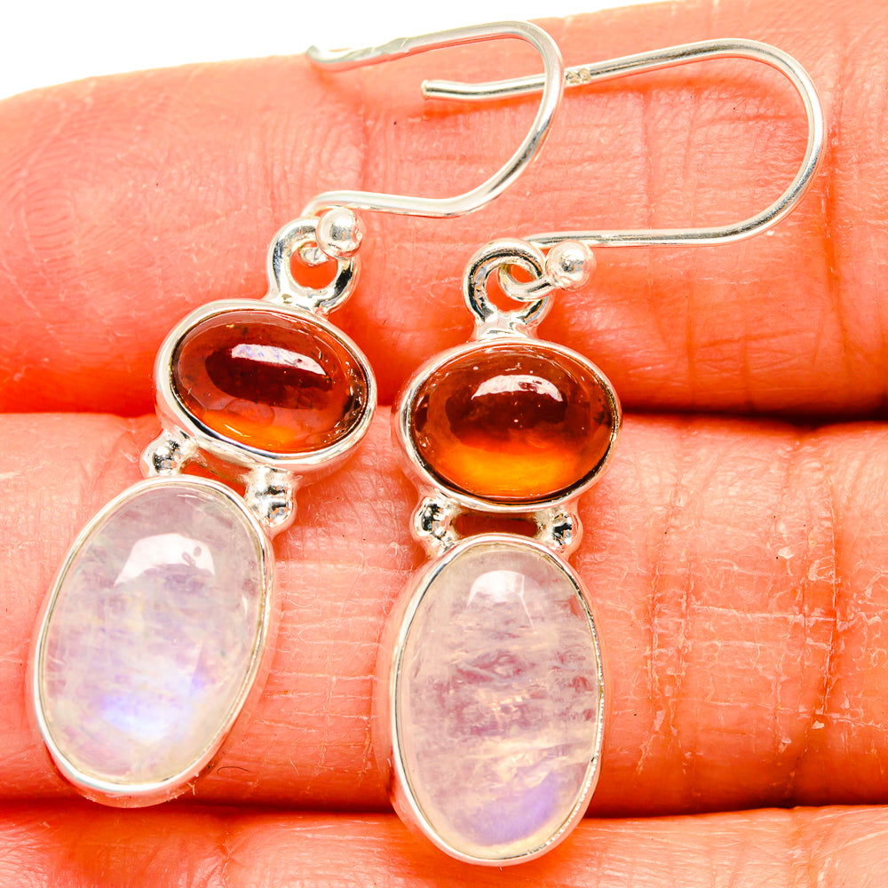 Rainbow Moonstone Earrings handcrafted by Anasilvercos - EARR424800