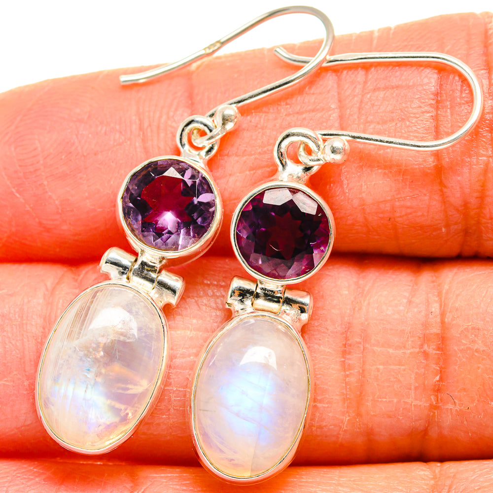 Rainbow Moonstone Earrings handcrafted by Anasilvercos - EARR424823