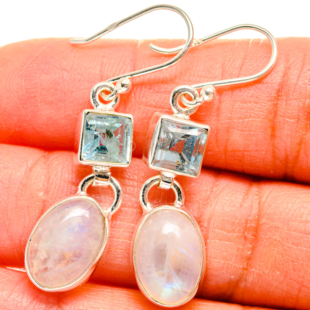 Rainbow Moonstone Earrings handcrafted by Anasilvercos - EARR424824