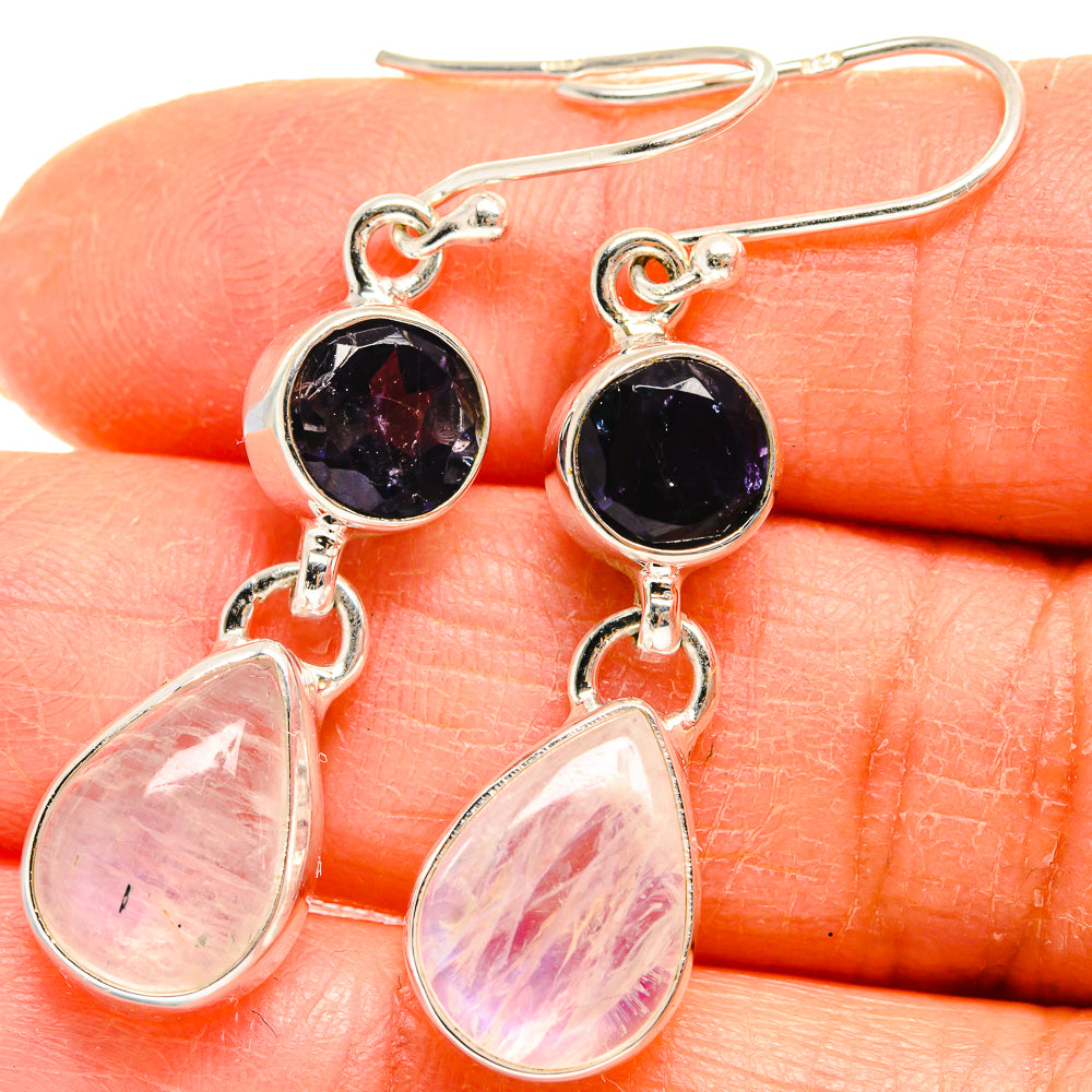 Rainbow Moonstone Earrings handcrafted by Anasilvercos - EARR424826