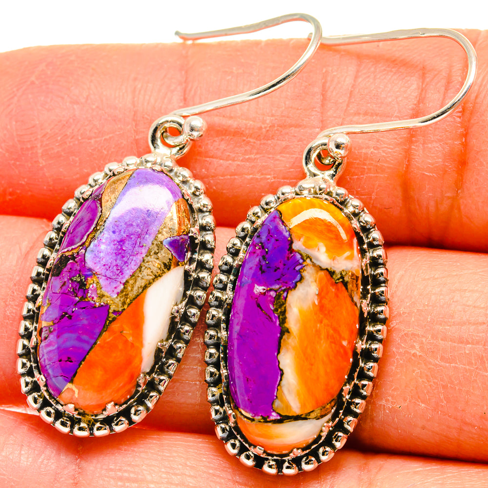 Spiny Oyster Turquoise Earrings handcrafted by Anasilvercos - EARR424829