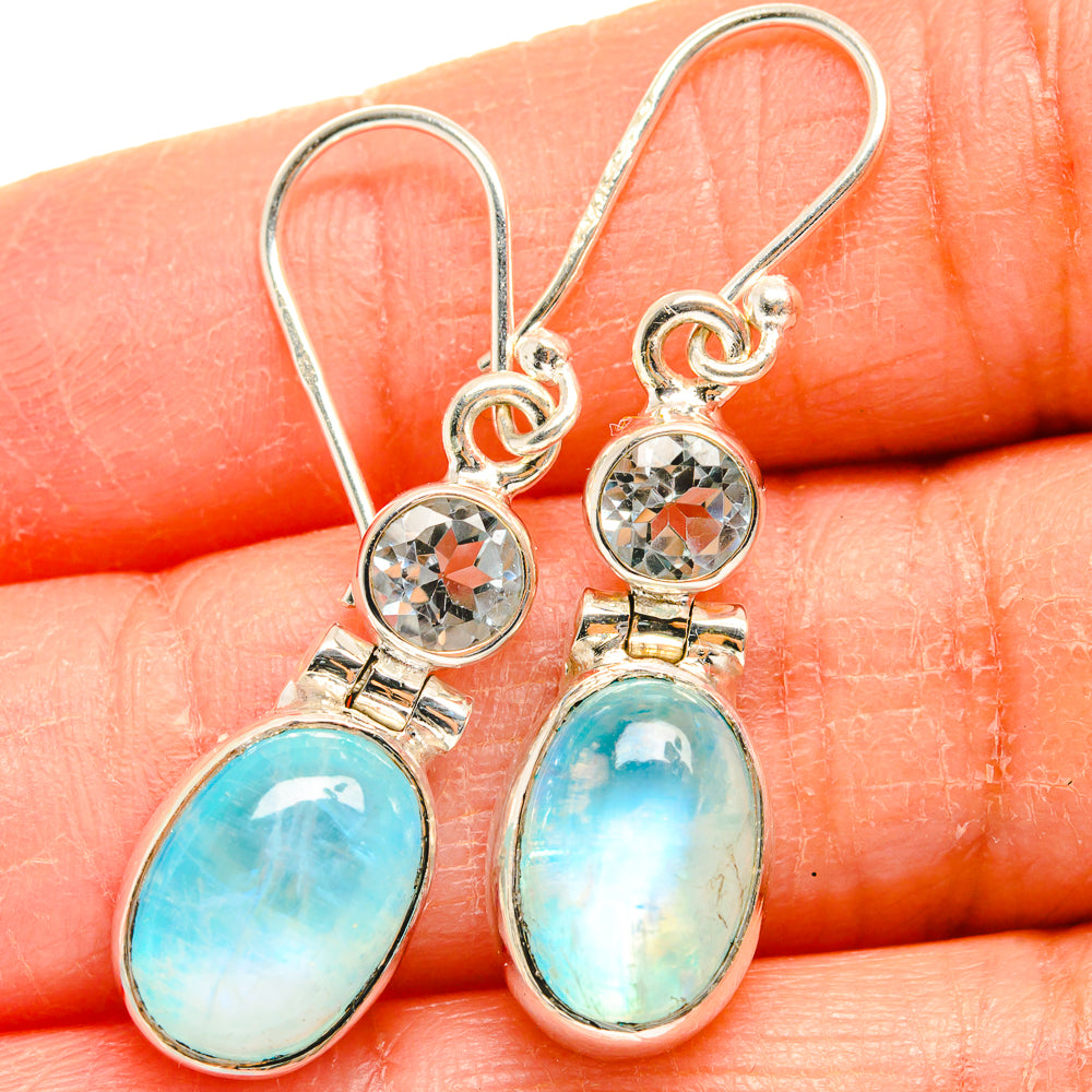 Rainbow Moonstone Earrings handcrafted by Anasilvercos - EARR424837