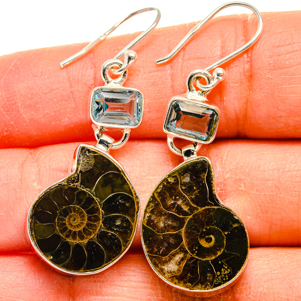 Ammonite Fossil Earrings handcrafted by Anasilvercos - EARR424839