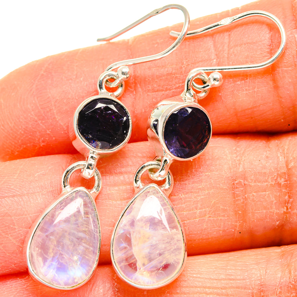 Rainbow Moonstone Earrings handcrafted by Anasilvercos - EARR424843
