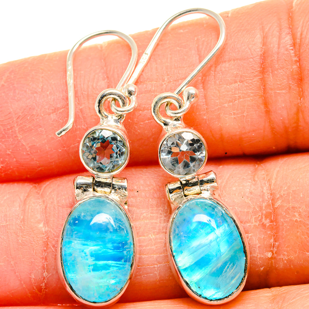 Rainbow Moonstone Earrings handcrafted by Anasilvercos - EARR424845