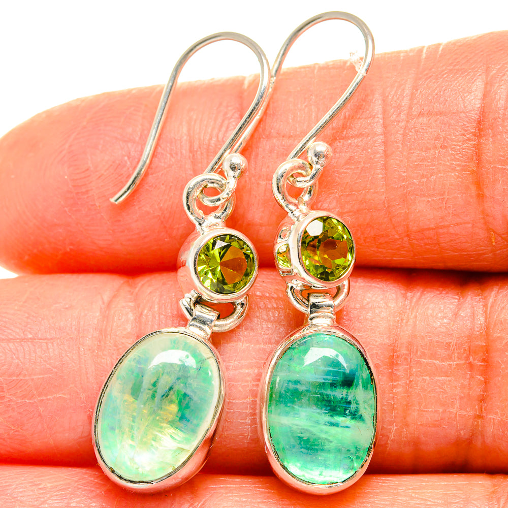 Green Moonstone Earrings handcrafted by Anasilvercos - EARR424847