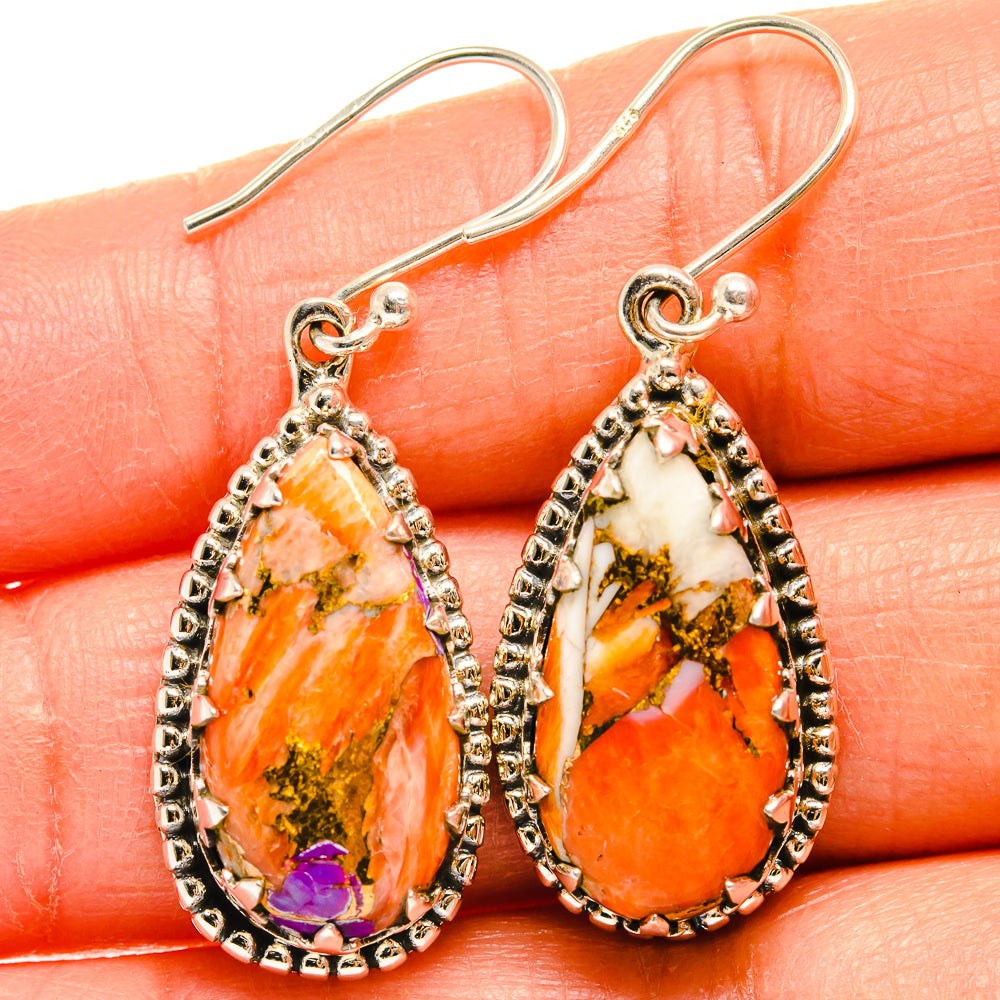Spiny Oyster Turquoise Earrings handcrafted by Anasilvercos - EARR424850