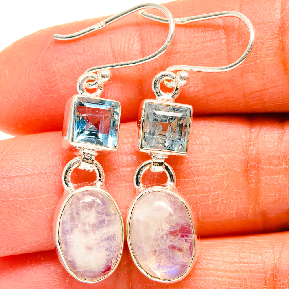 Rainbow Moonstone Earrings handcrafted by Anasilvercos - EARR424854