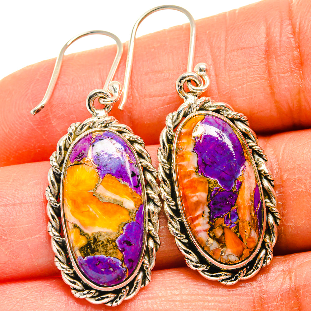 Spiny Oyster Turquoise Earrings handcrafted by Anasilvercos - EARR424867