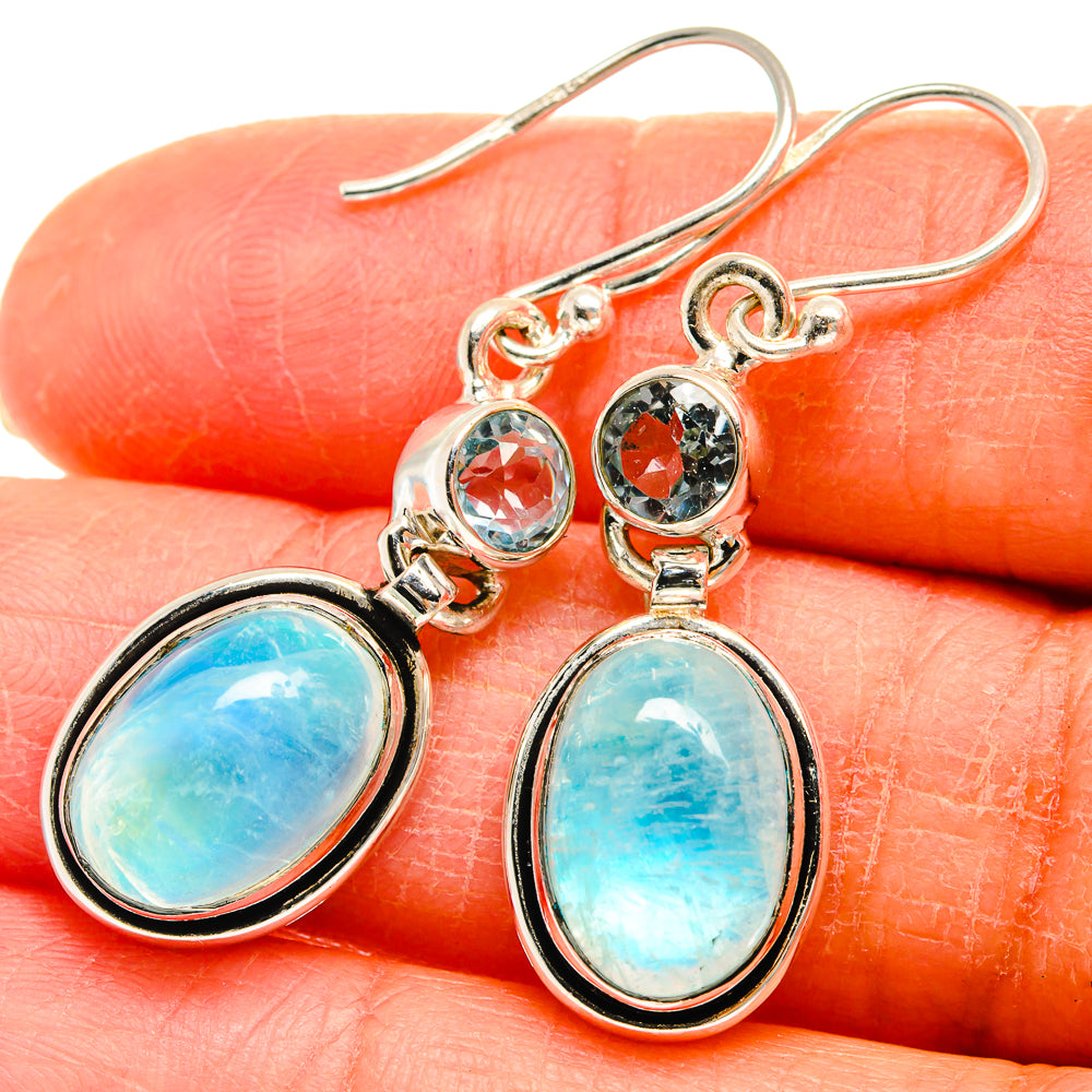 Rainbow Moonstone Earrings handcrafted by Anasilvercos - EARR424872