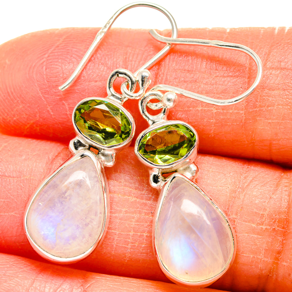 Rainbow Moonstone Earrings handcrafted by Anasilvercos - EARR424875