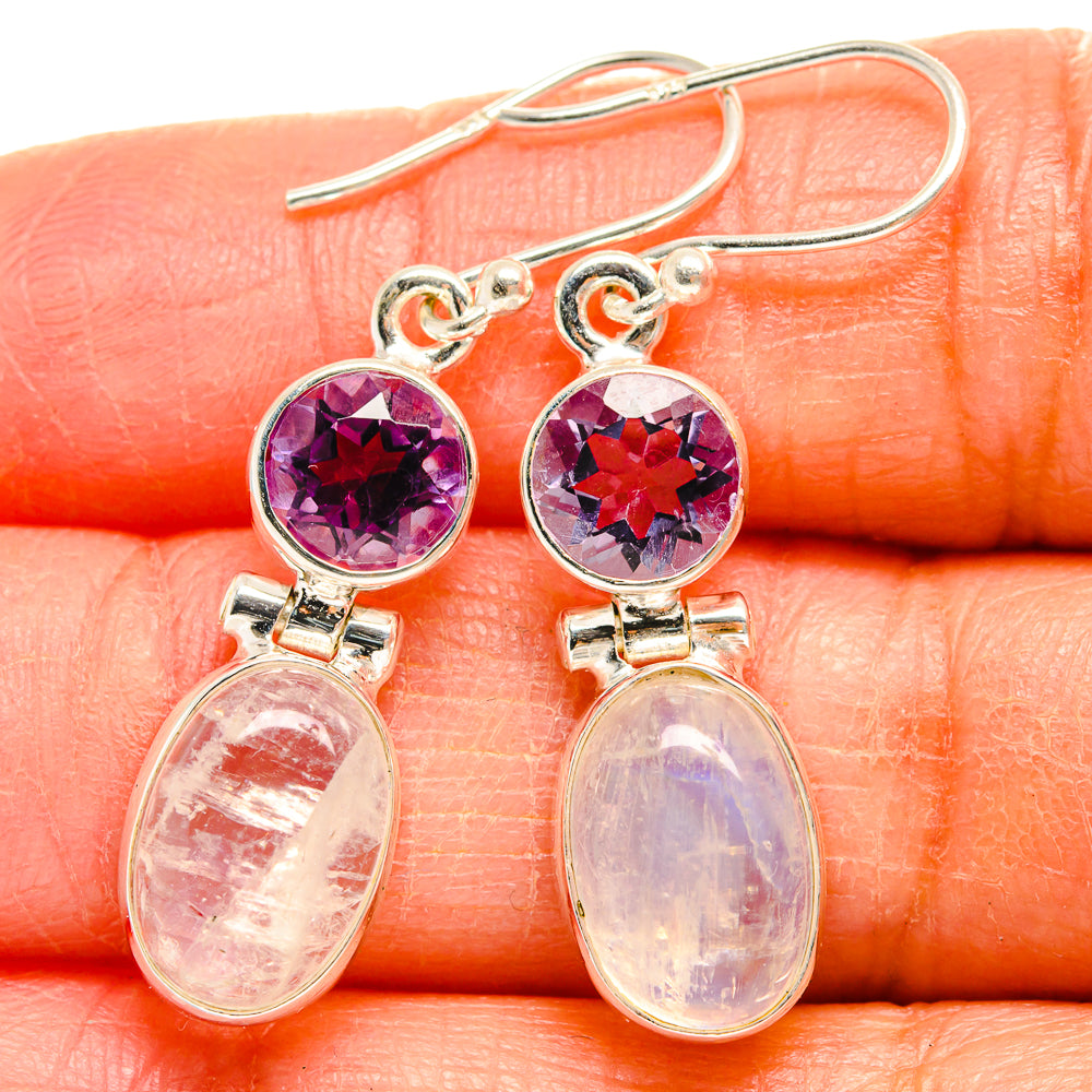 Rainbow Moonstone Earrings handcrafted by Anasilvercos - EARR424881