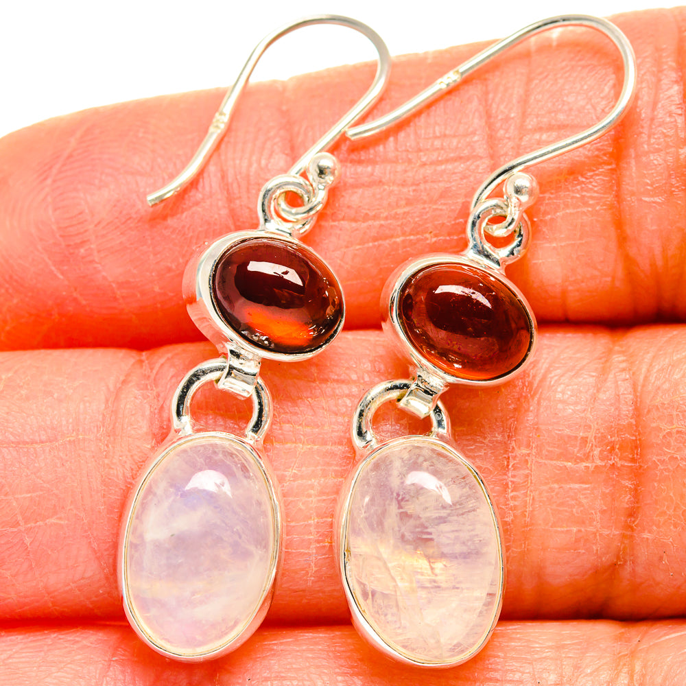Rainbow Moonstone Earrings handcrafted by Anasilvercos - EARR424882