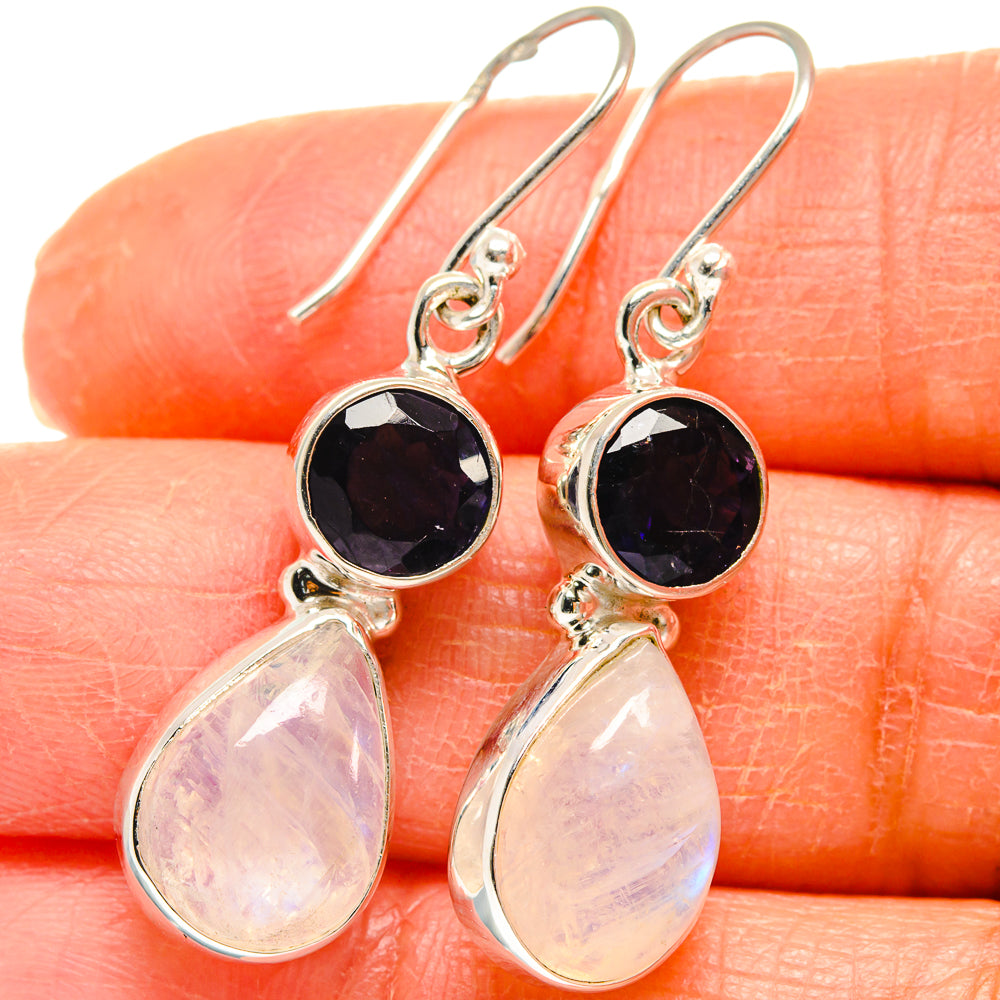 Rainbow Moonstone Earrings handcrafted by Anasilvercos - EARR424886
