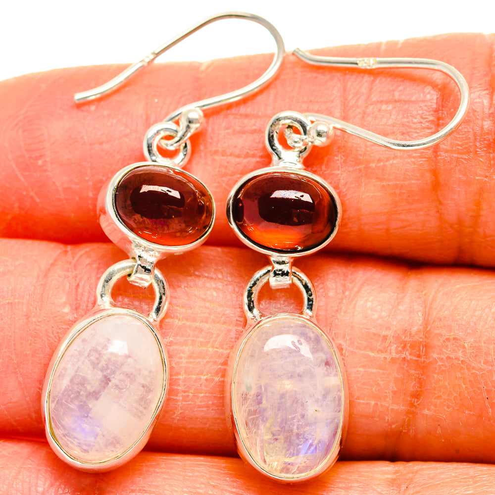 Rainbow Moonstone Earrings handcrafted by Anasilvercos - EARR424890