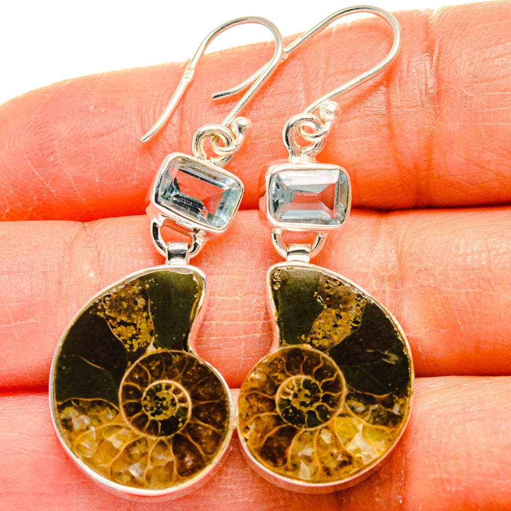 Ammonite Fossil Earrings handcrafted by Anasilvercos - EARR424898