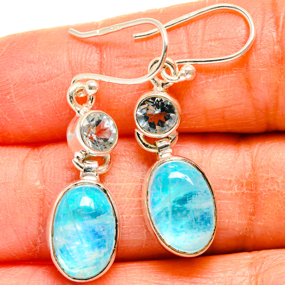 Rainbow Moonstone Earrings handcrafted by Anasilvercos - EARR424900