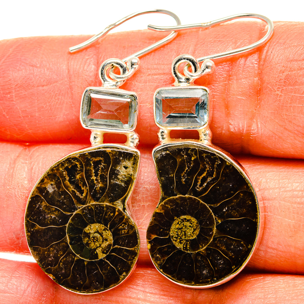 Ammonite Fossil Earrings handcrafted by Anasilvercos - EARR424906