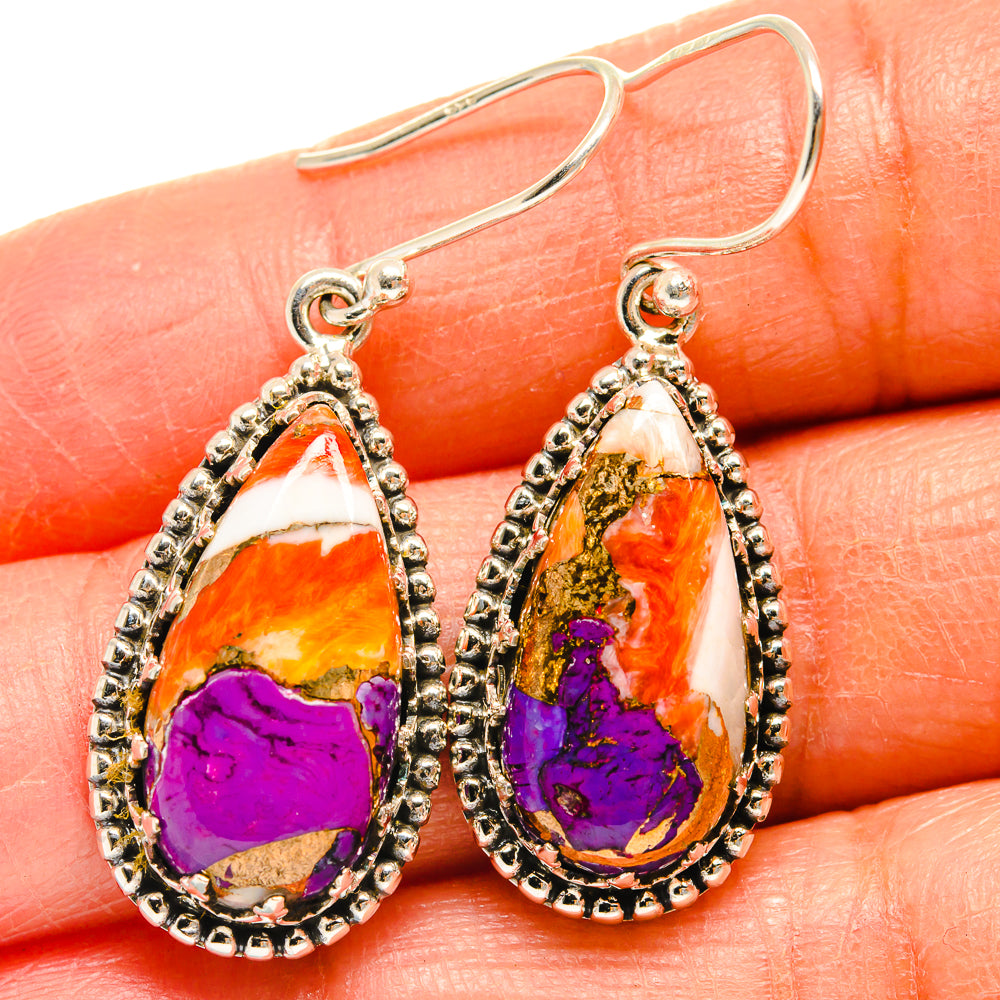 Spiny Oyster Turquoise Earrings handcrafted by Anasilvercos - EARR424908