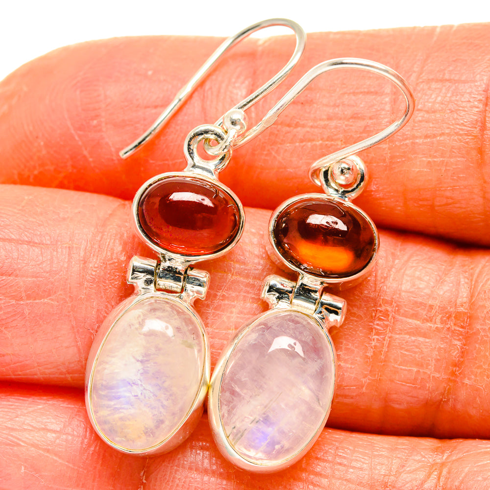 Rainbow Moonstone Earrings handcrafted by Anasilvercos - EARR424910