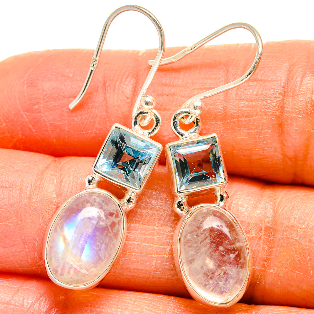 Rainbow Moonstone Earrings handcrafted by Anasilvercos - EARR424911